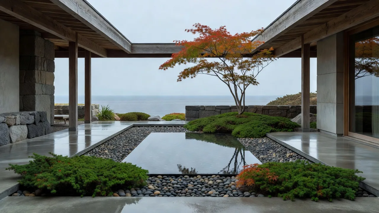 水景のある中庭