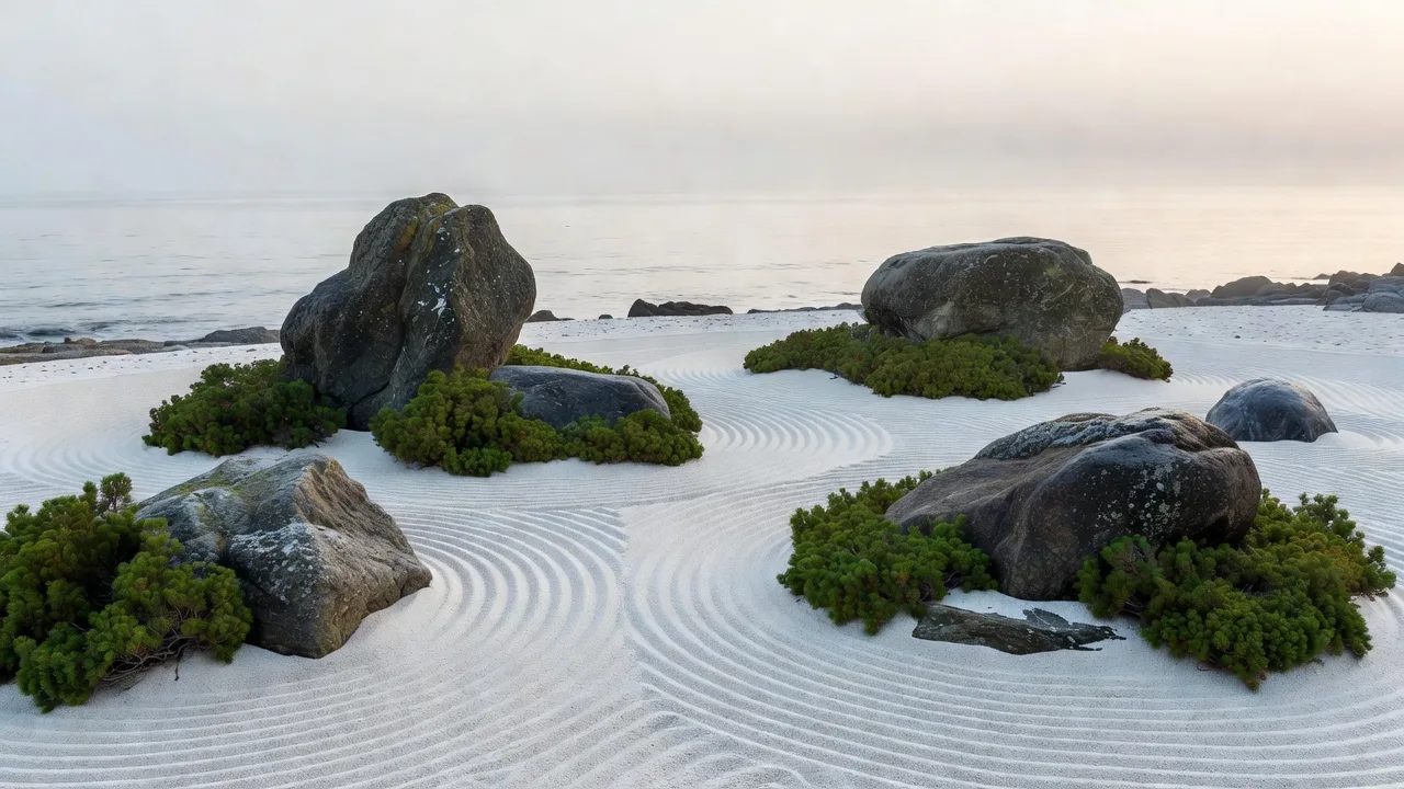 砂紋のある庭
